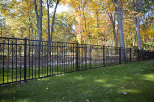 picture of black fence installation by haven yard fencing