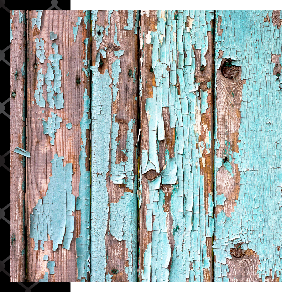 wood fence with peeling paint