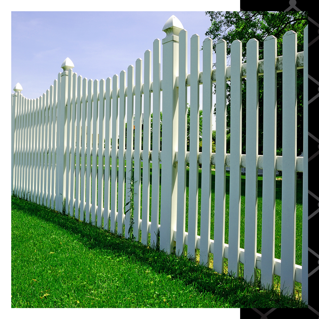 white picket fence in a straight line