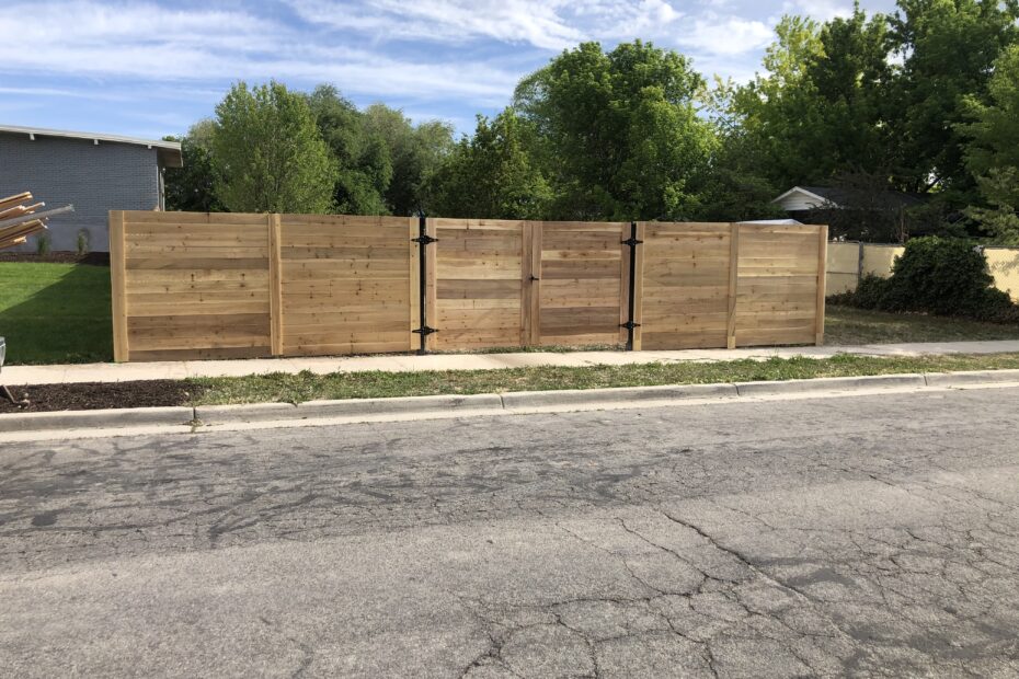 6' high Cedar Horizontal  Fence and double gates